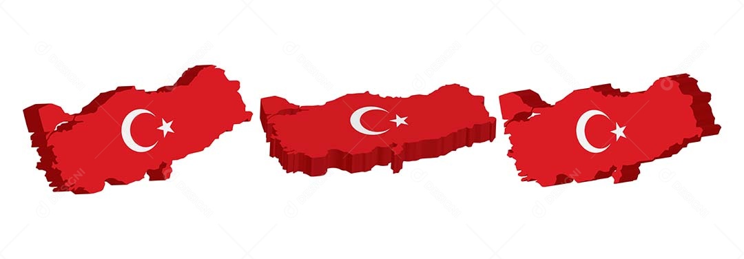 Mapa 3D da Turquia Ilustração Vetor EPS