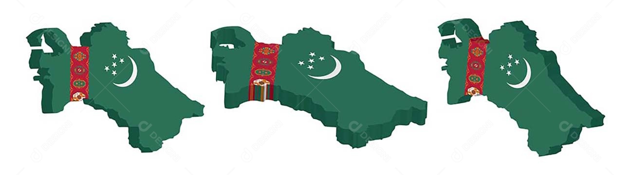 Mapa 3D do Turcomenistão Ilustração Vetor EPS