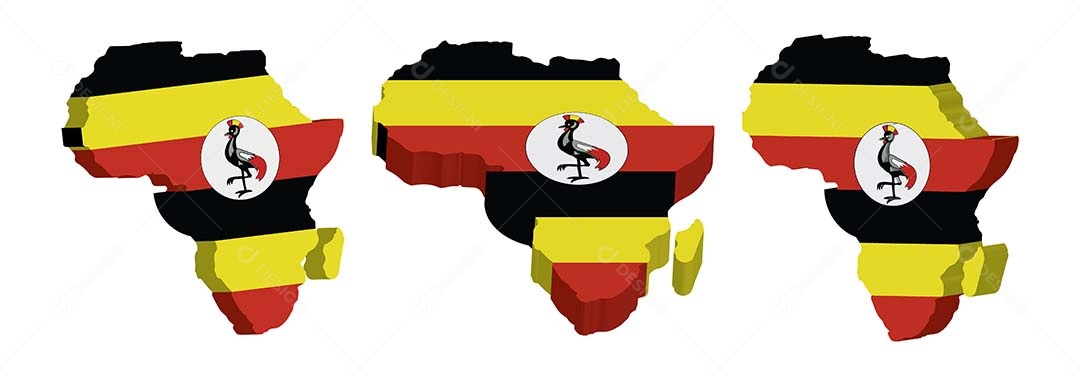 Mapa 3D de Uganda Ilustração Vetor EPS