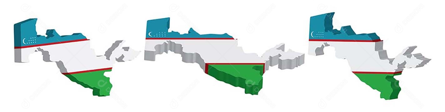 Mapa 3D do Uzbequistão Ilustração Vetor EPS