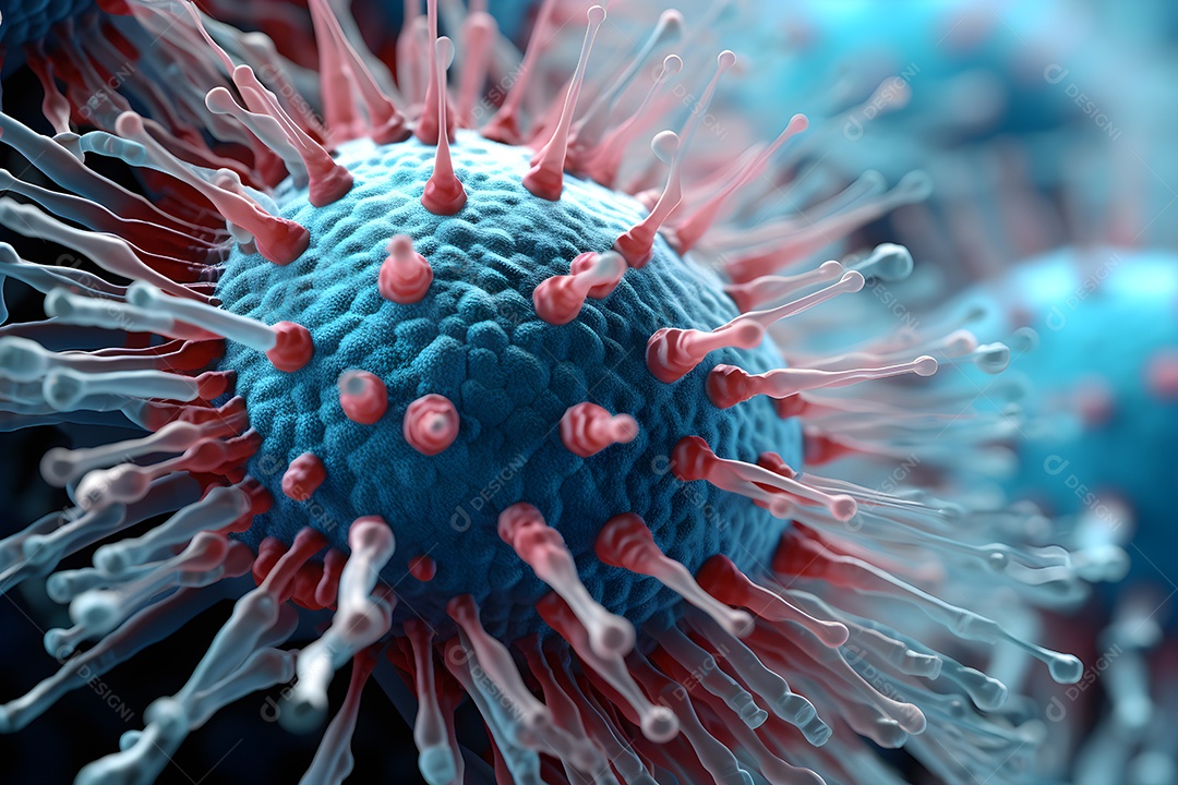 Vírus Coronavírus COVID-19 sob microscópio em amostra de sangue