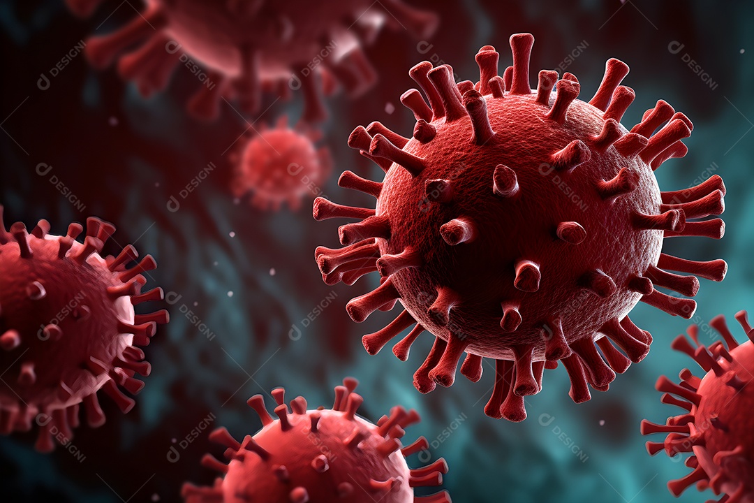 Vírus Coronavírus COVID-19 sob microscópio em amostra de sangue