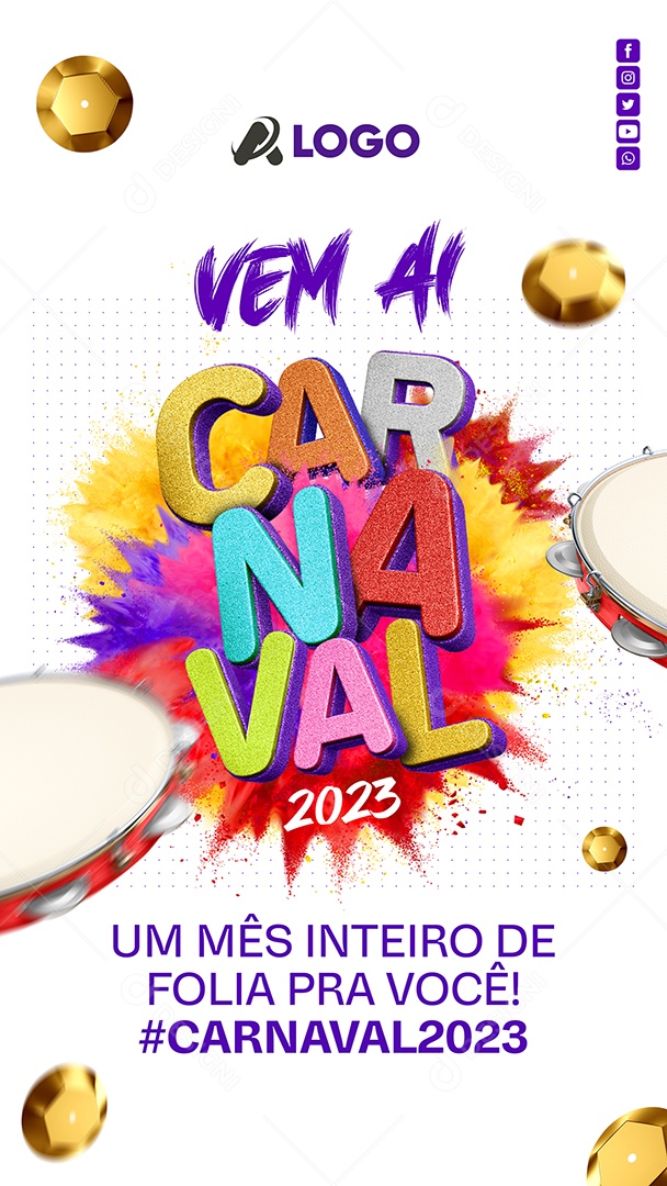 Story Vem Ai Carnaval um Mês Inteiro de Folia Loja Social Media PSD Editável