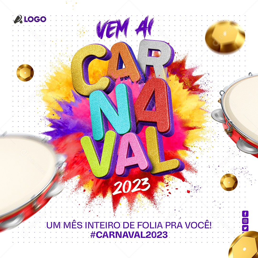 Vem Ai Carnaval um Mês Inteiro de Folia Loja Social Media PSD Editável