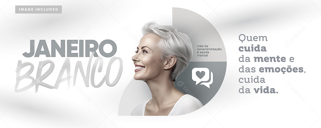 Banner Janeiro Branco Quem Cuida Da Mente e das emoções Social Media PSD Editável