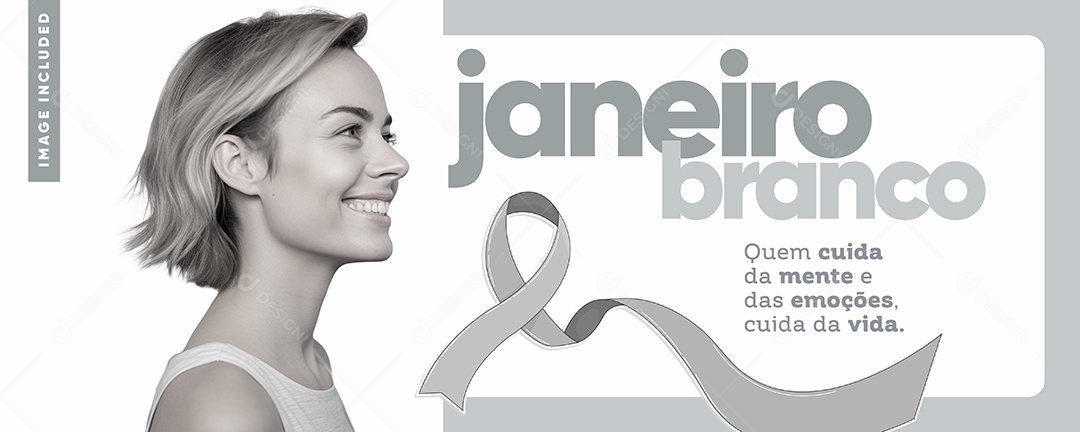 Banner Janeiro Branco Quem Cuida Da Mente e das emoções Social Media PSD Editável