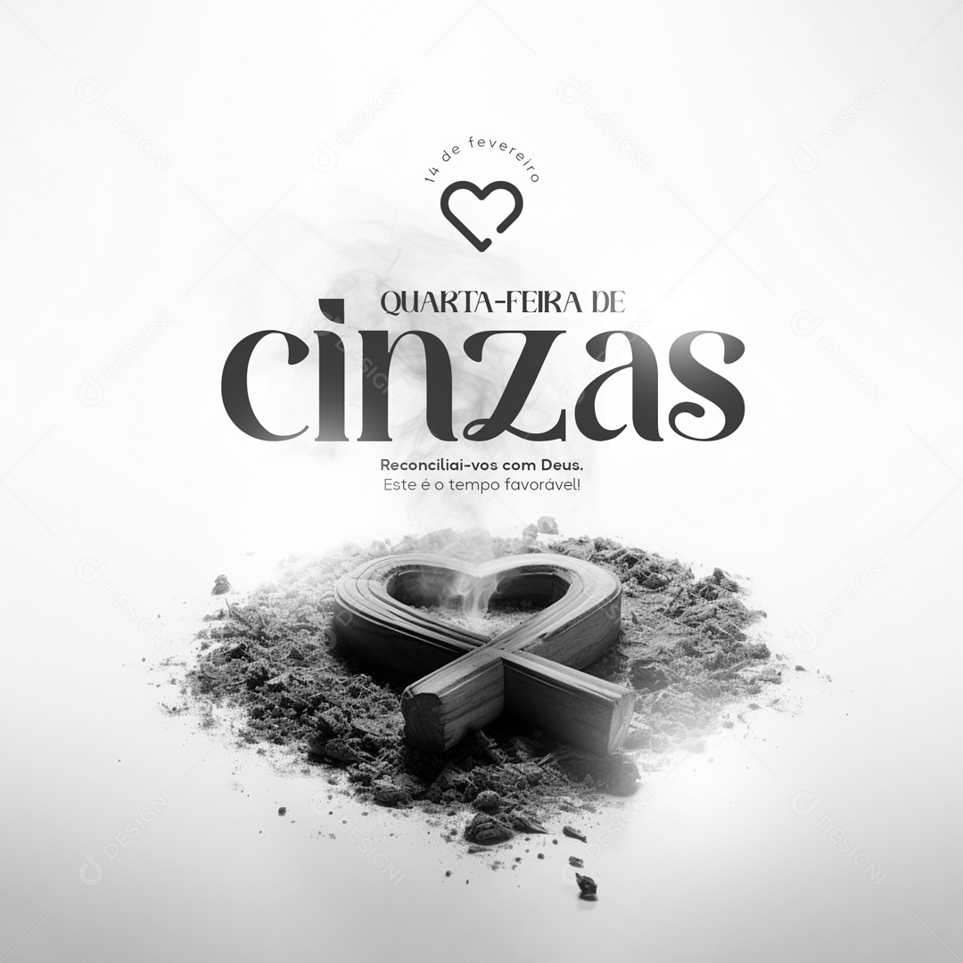 Quarta Feira de Cinzas 14 de Fevereiro Este é o Tempo Favorável Social Media PSD Editável