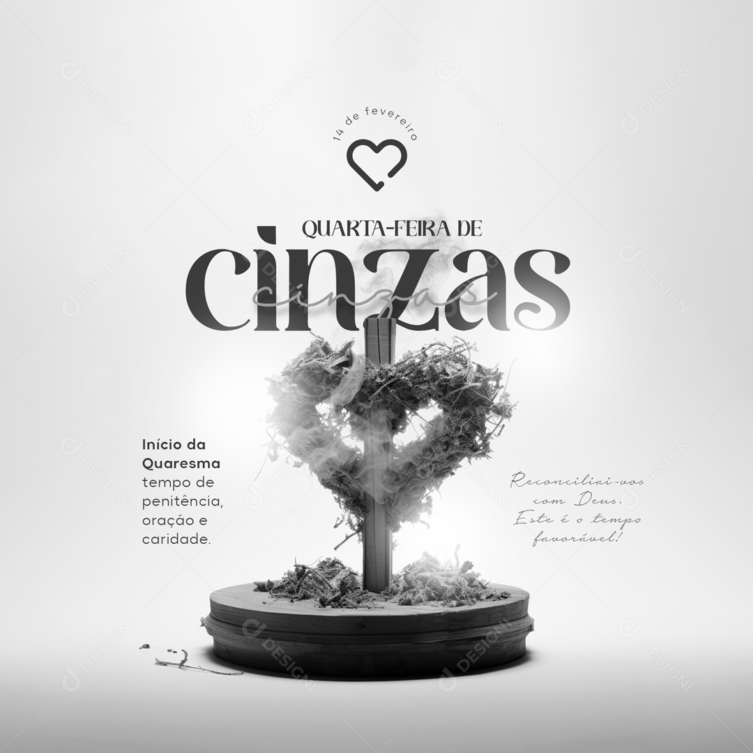 Quarta Feira de Cinzas 14 de Fevereiro Inicio da Quaresma Social Media PSD Editável
