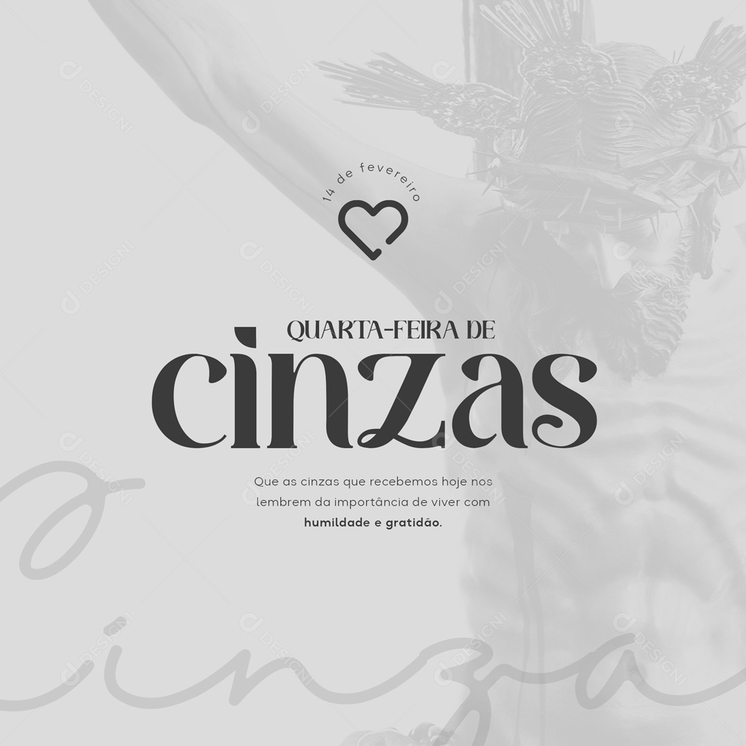 Quarta Feira de Cinzas 14 de Fevereiro Social Media PSD Editável