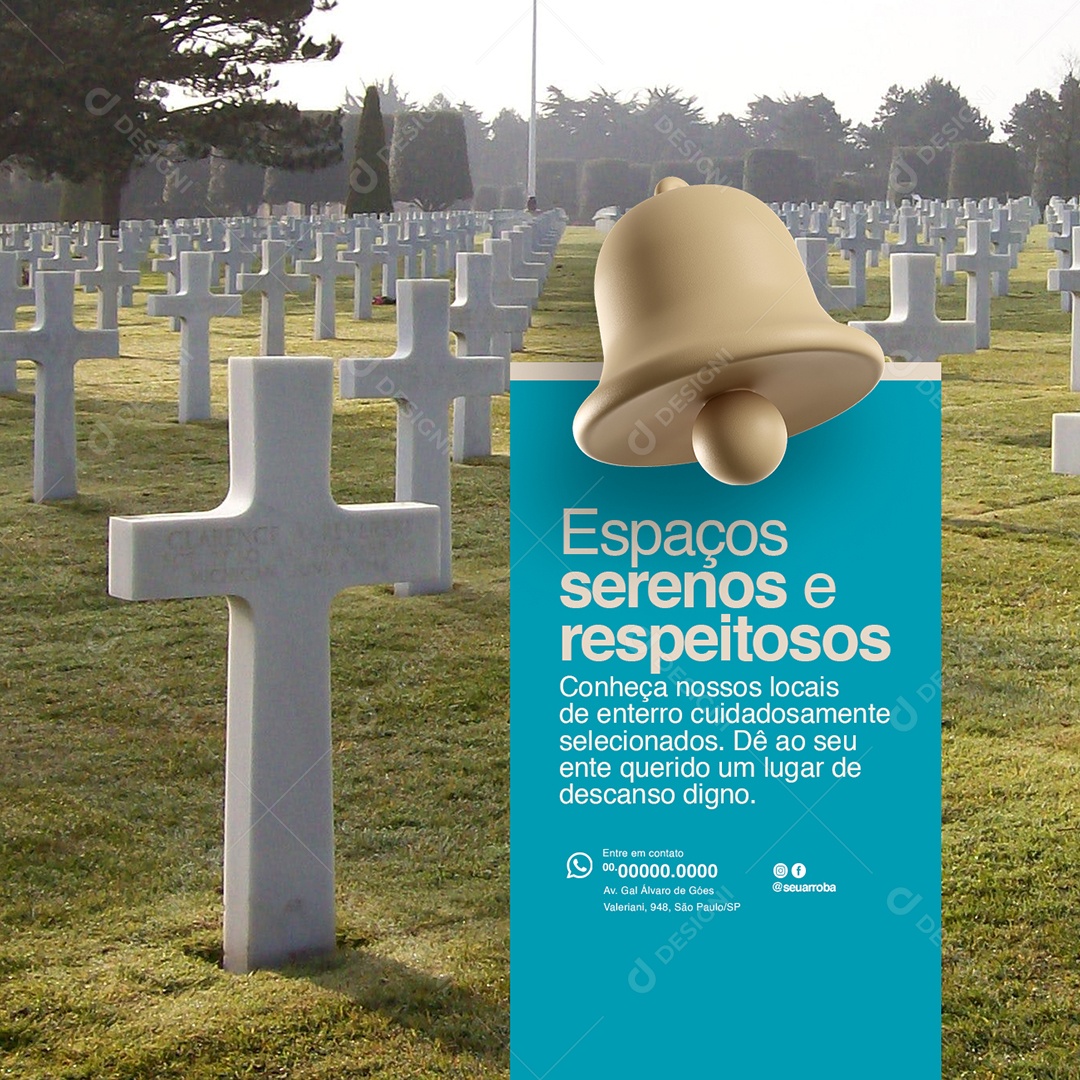 Funerária Espaços serenos e respeitosos Social Media PSD Editável