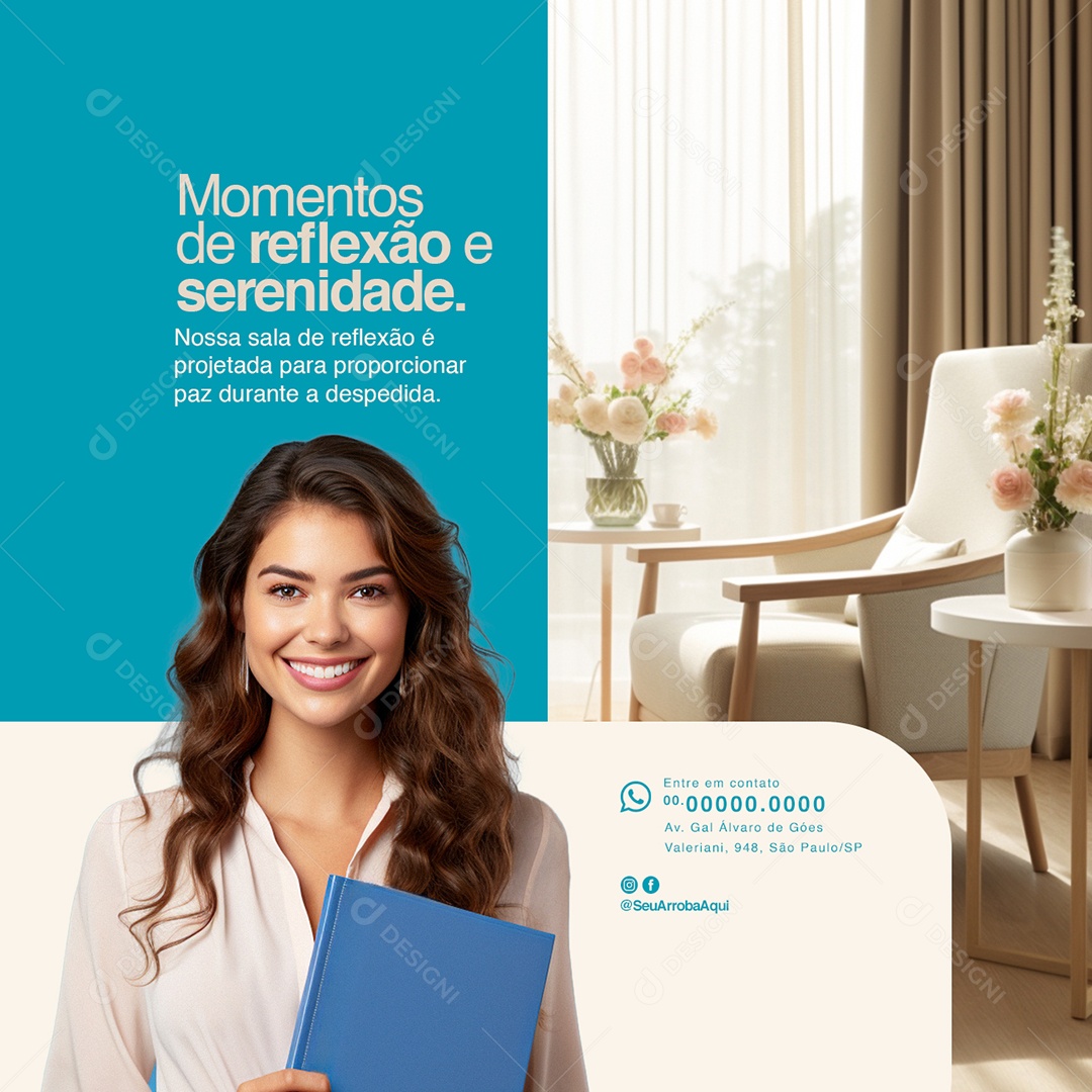 Funerária Momentos de reflexão e serenidade Social Media PSD Editável