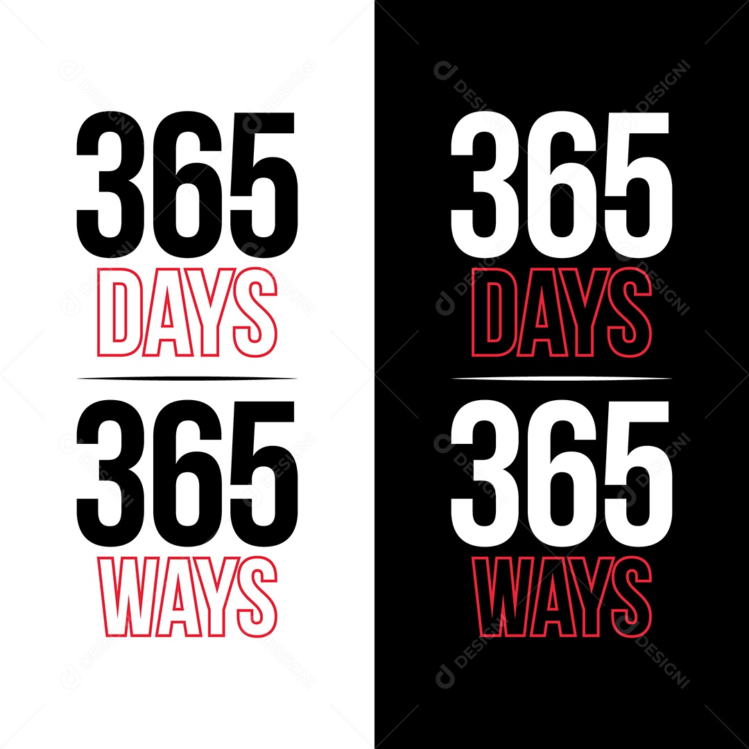 Lettering 365 Dias Ilustração Vetor EPS