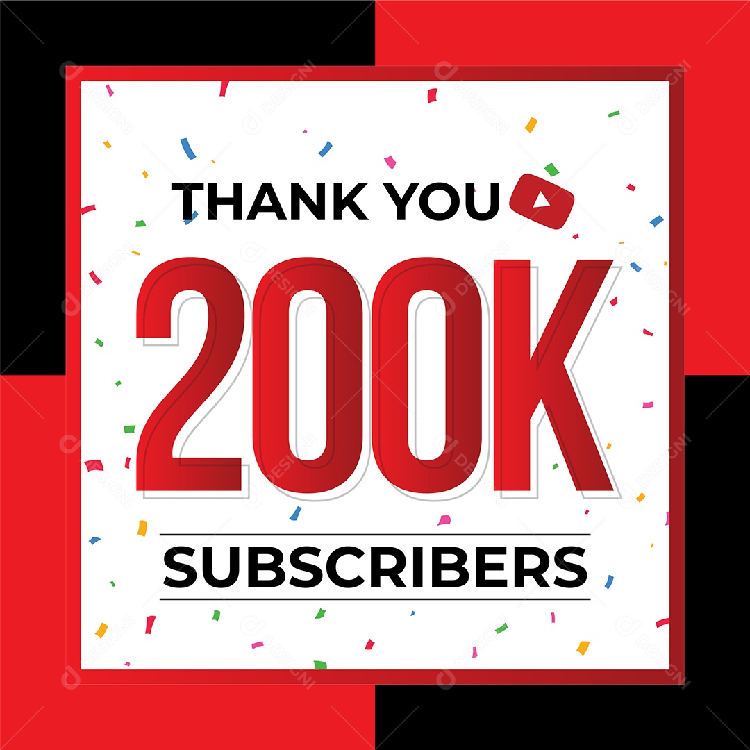 Obrigado Pelos 200 Mil de Inscritos Vetor EPS