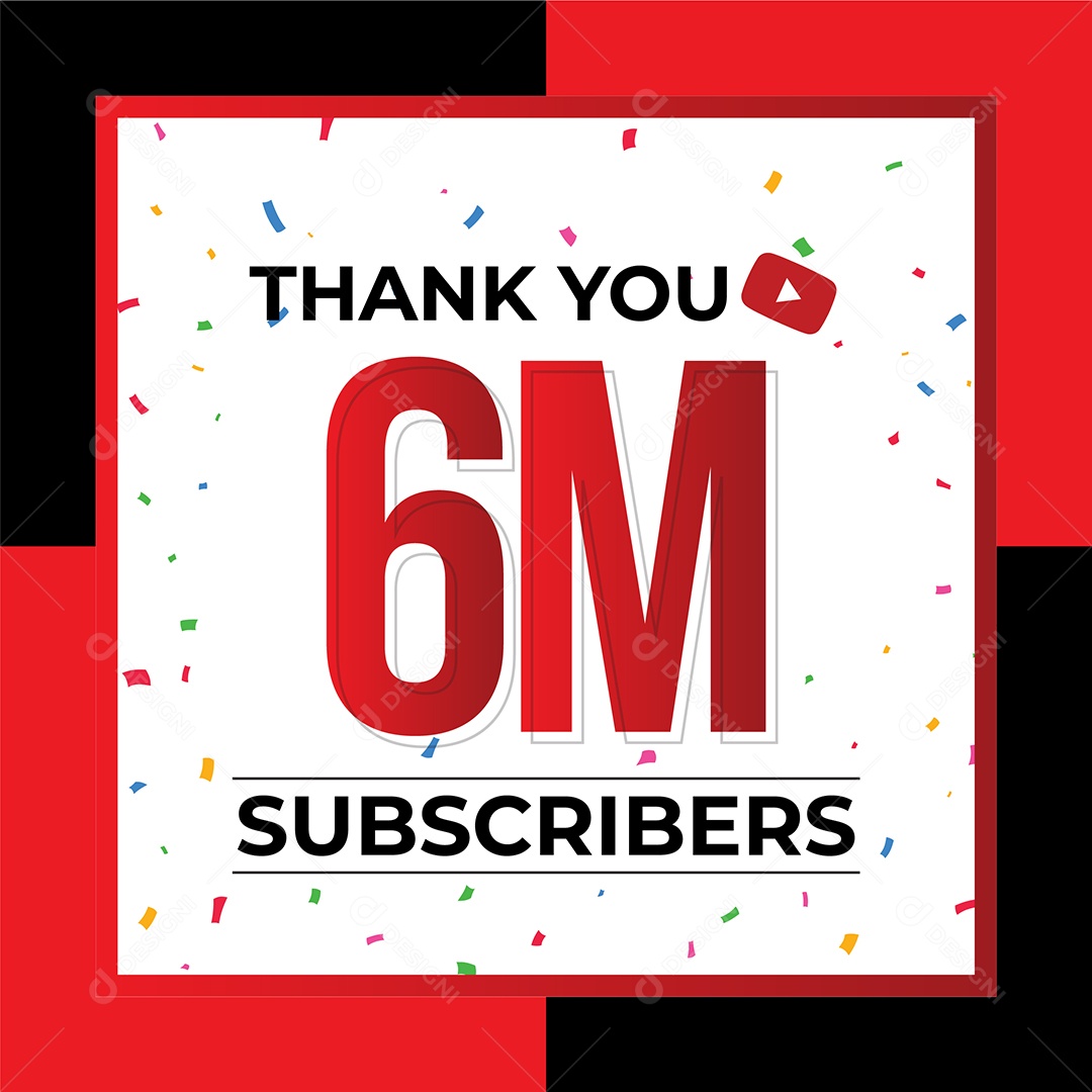 Obrigado Pelos 6 Milhões de Inscritos Vetor EPS