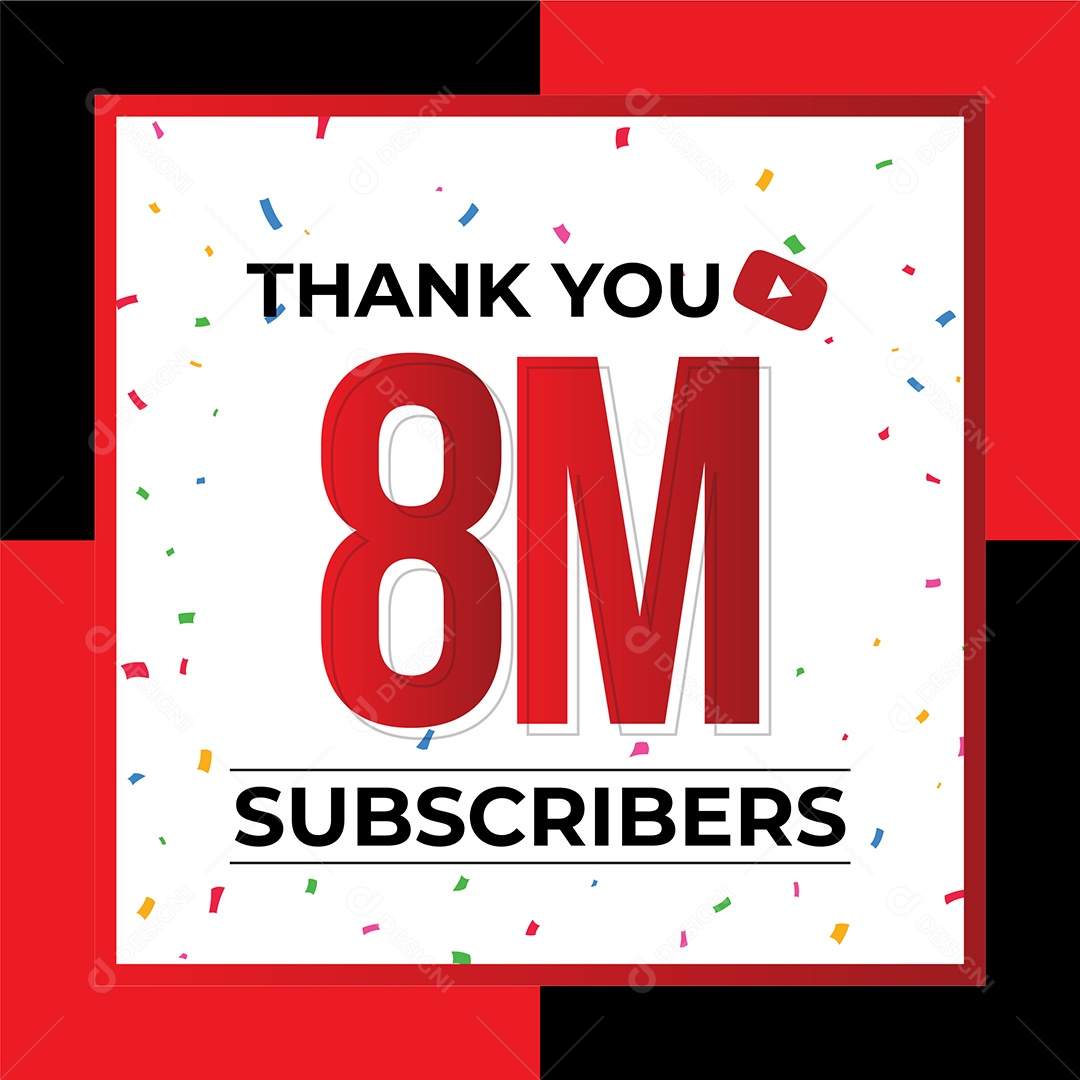 Obrigado Pelos 8 Milhões de Inscritos Vetor EPS