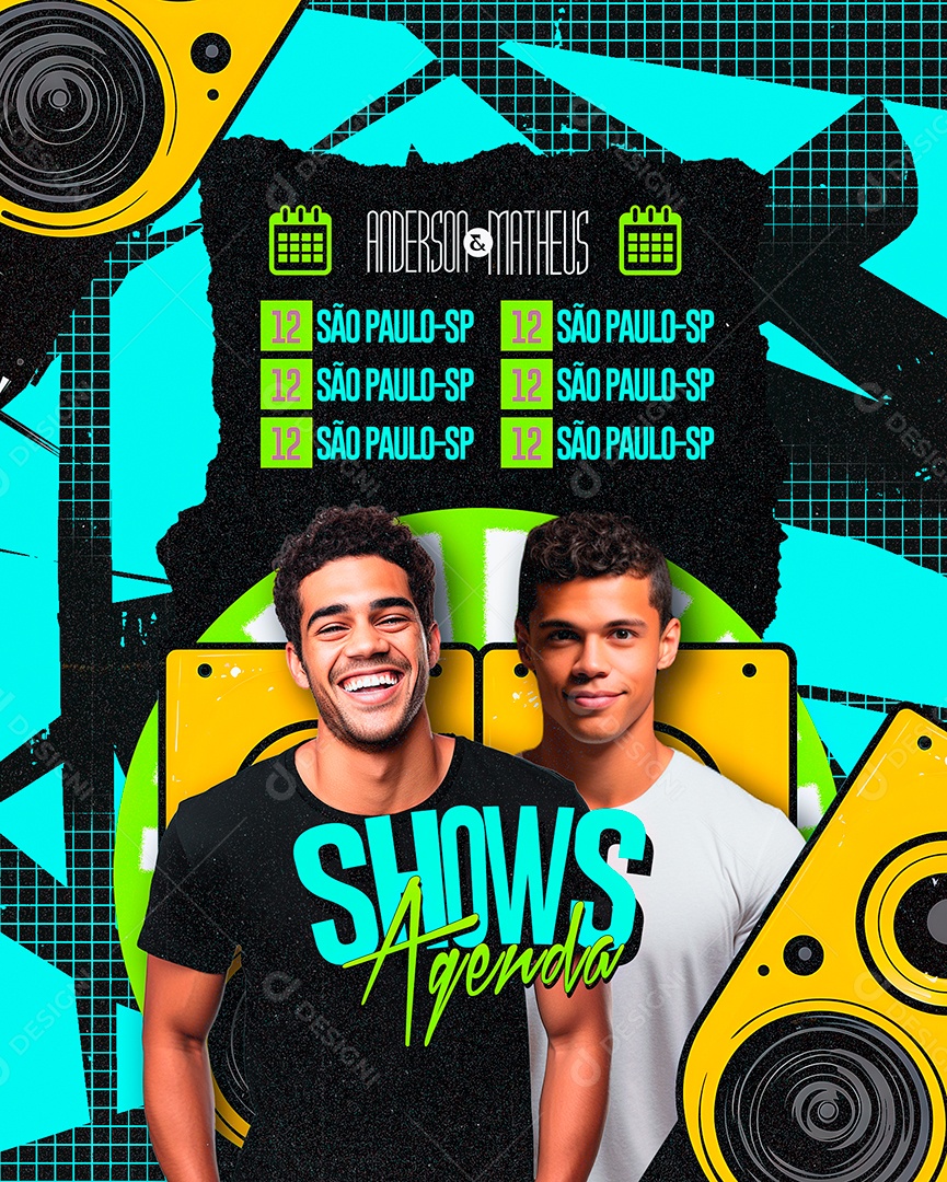 Flyer Shows Agenda Anderson e Matheus Social Media PSD Editável