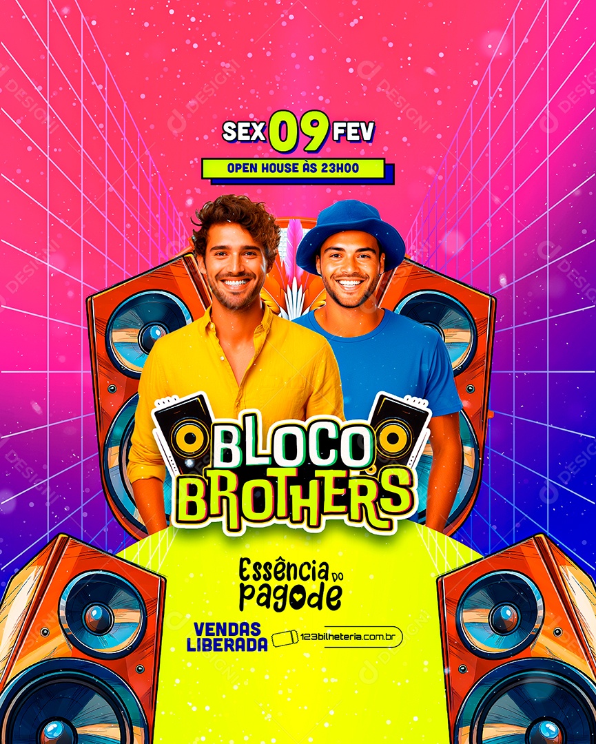 Flyer Carnaval Bloco Brothers Essência Do Pagode Social Media PSD Editável