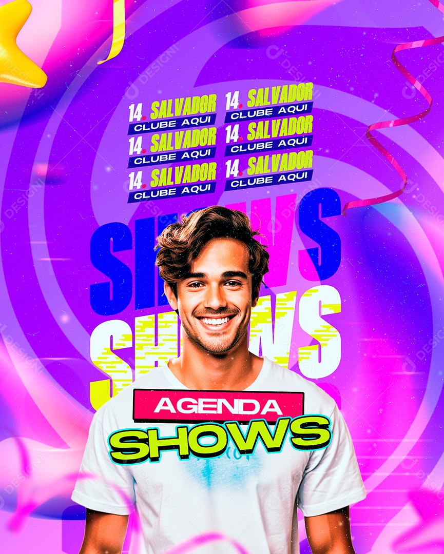 Flyer Carnaval Agenda Shows Social Media PSD Editável