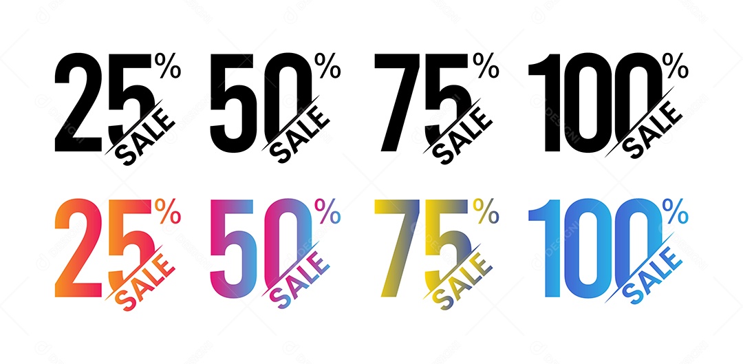 Conjunto de Descontos Ilustração Vetor EPS
