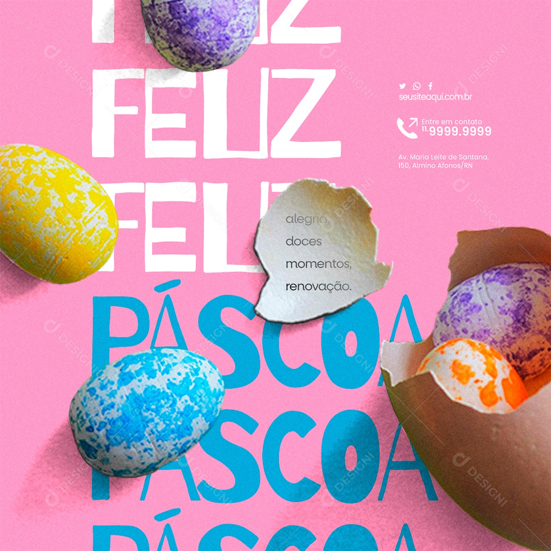 Feliz Páscoa Alegria doces momentos renovação Social Media PSD Editável