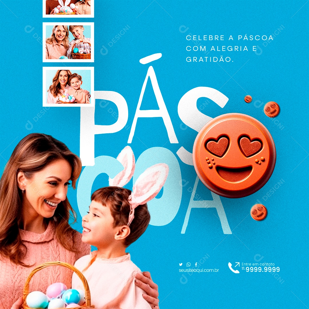 Celebre a Páscoa com Alegria e Gratidão Social Media PSD Editável