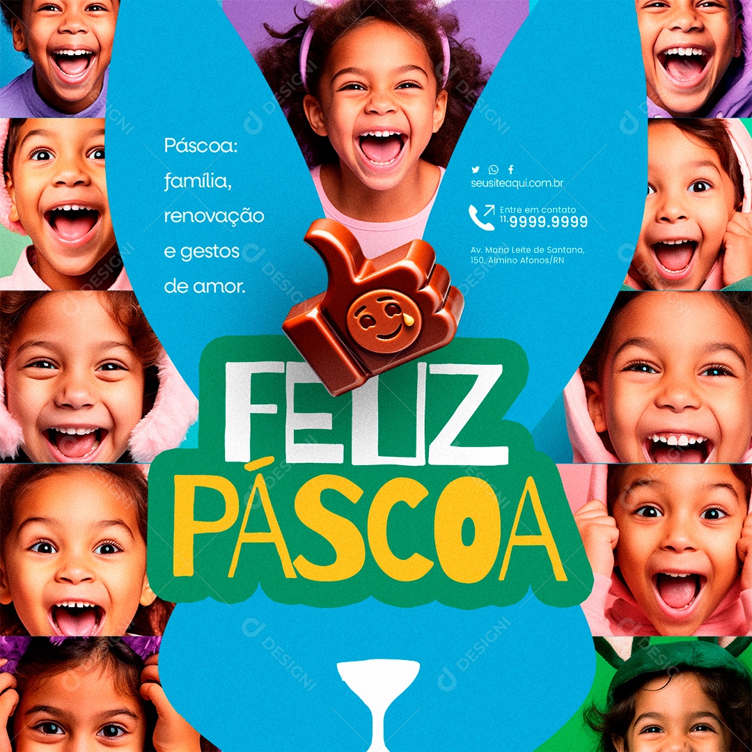 Feliz Páscoa família renovação e gestos de amor Social Media PSD Editável