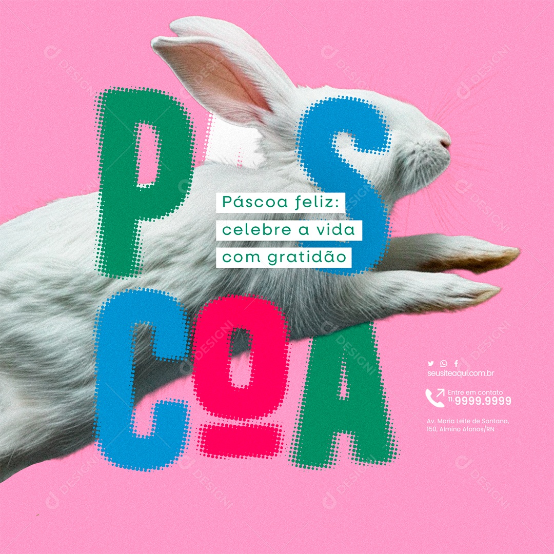 Páscoa feliz celebre a vida com gratidão Social Media PSD Editável