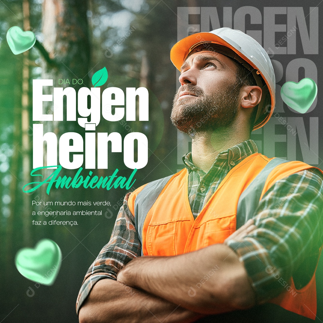 Dia do Engenheiro Ambiental Por um mundo mais verde Social Media PSD Editável