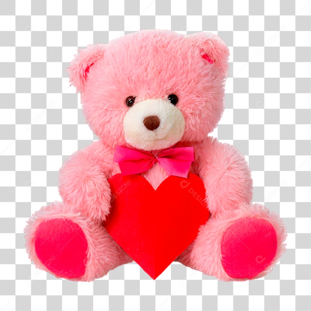 Urso Rosa de Pelúcia PNG Transparente