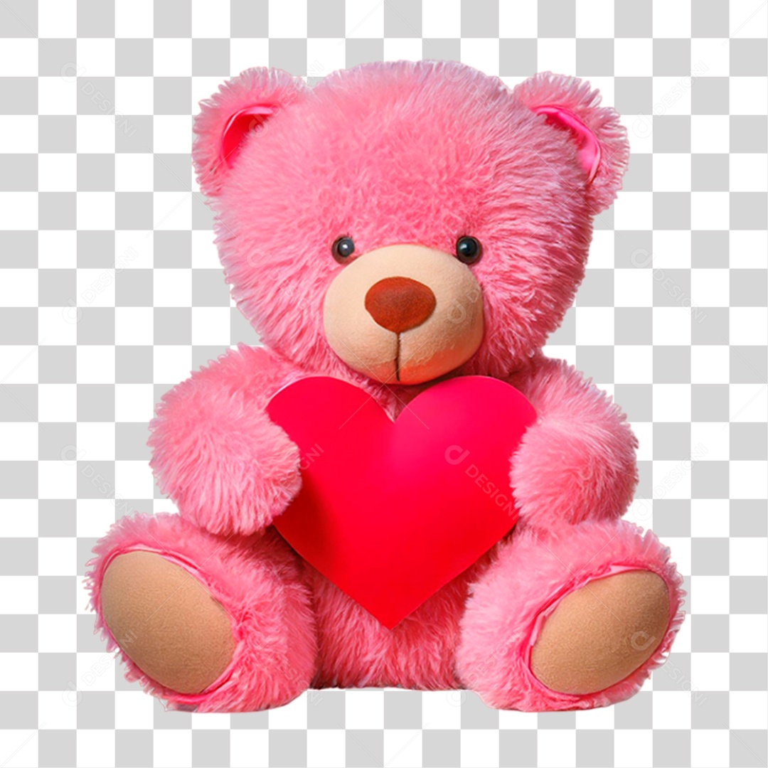 Urso Rosa de Pelúcia PNG Transparente