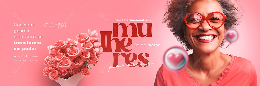 Carrossel Dia Internacional das Mulheres 08 De Março Nos seus gestos Social Media PSD Editável