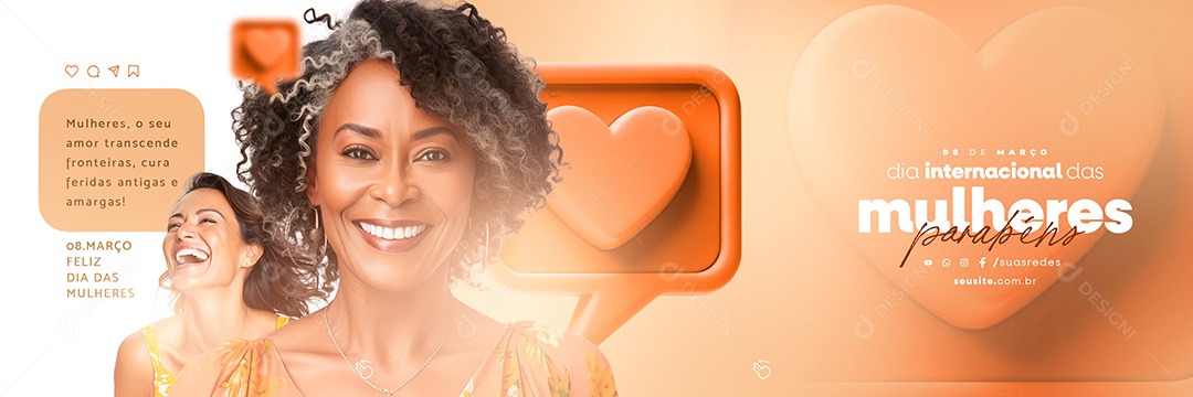 Carrossel Feliz Dia Internacional das Mulheres 08 De Março Social Media PSD Editável