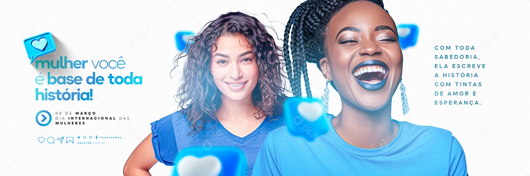 Carrossel Dia Internacional das Mulheres 08 De Março Você é base Social Media PSD Editável