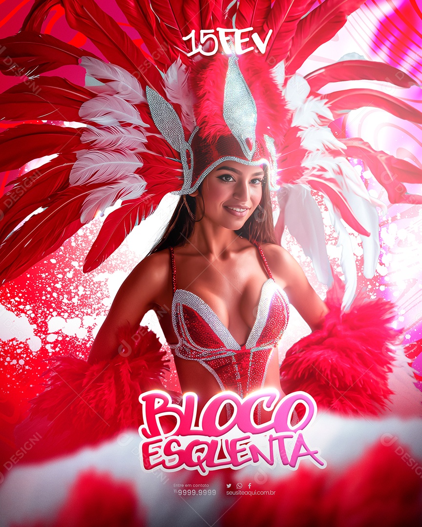 Flyer Bloco Esquenta Carnaval Feed Social Media PSD Editável