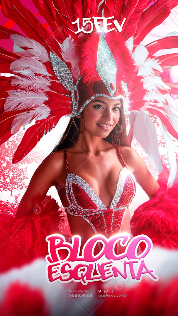 Flyer Bloco Esquenta Carnaval Story Social Media PSD Editável
