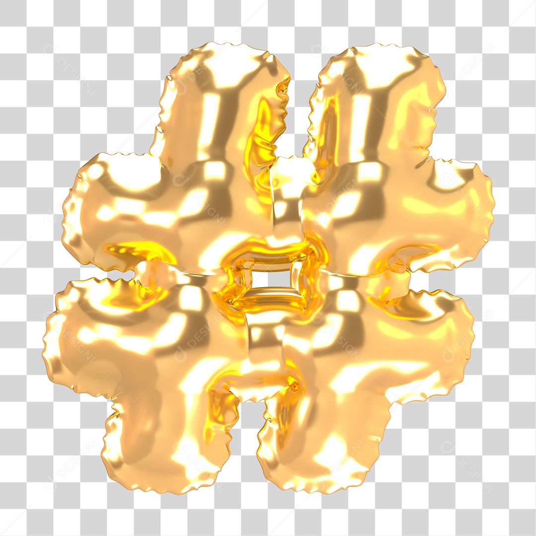 Símbolo Folha de Balão em Ouro PNG Transparente