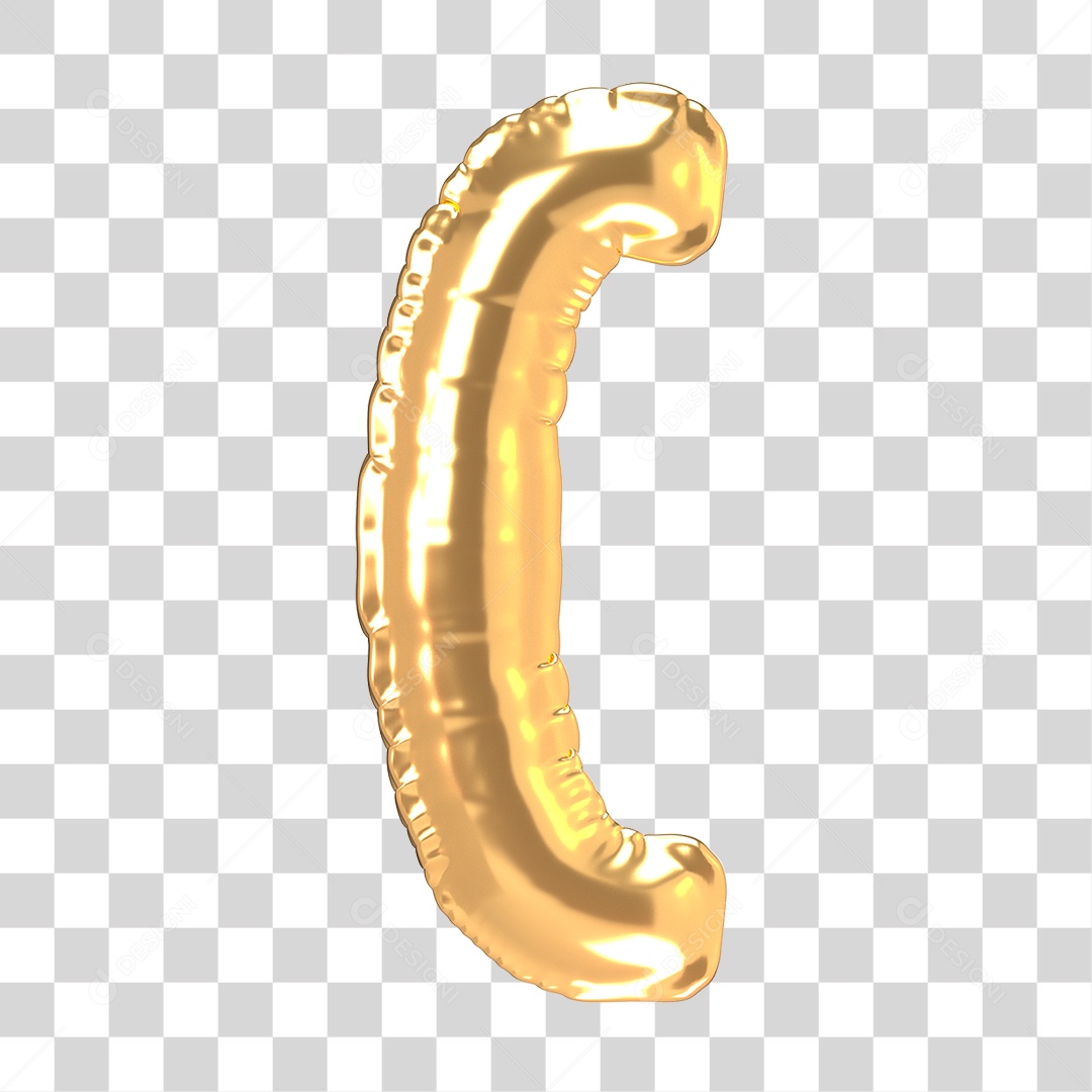 Alfabeto de Folha de Balão em Ouro PNG Transparente