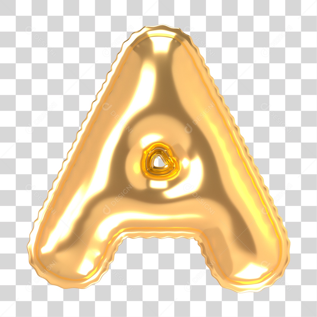 Alfabeto de Folha de Balão em Ouro PNG Transparente