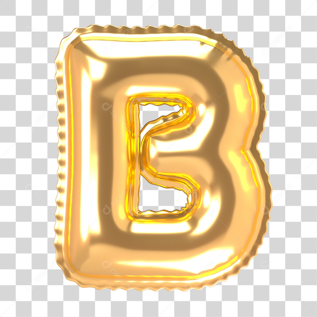 Alfabeto de Folha de Balão em Ouro PNG Transparente