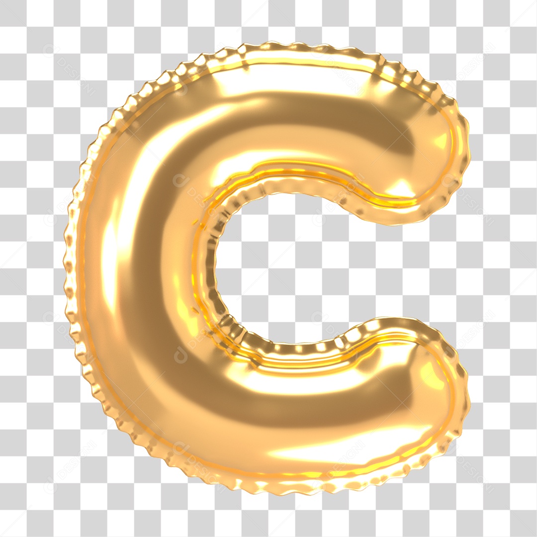 Alfabeto de Folha de Balão em Ouro PNG Transparente