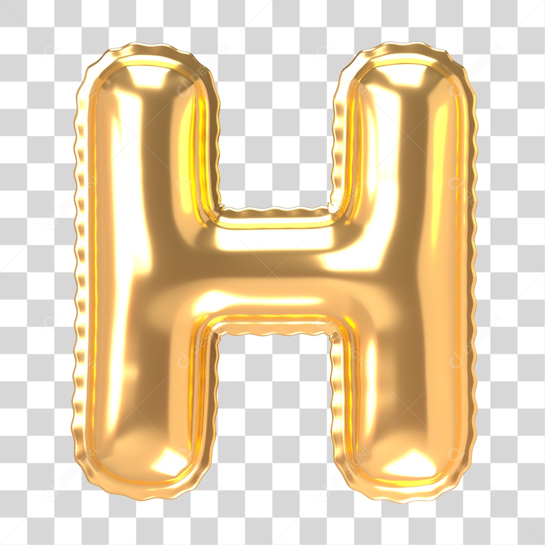 Alfabeto de Folha de Balão em Ouro PNG Transparente