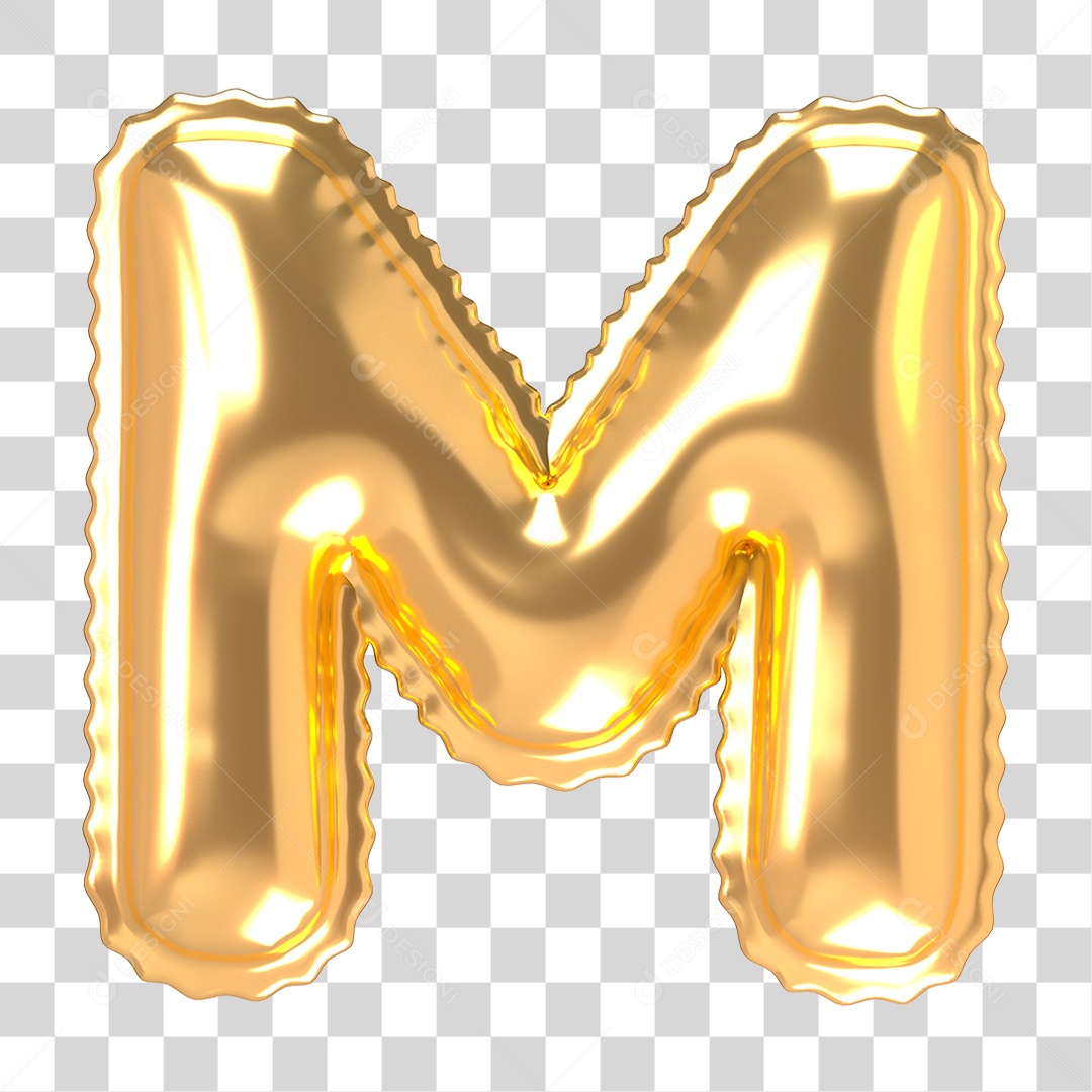 Alfabeto de Folha de Balão em Ouro PNG Transparente