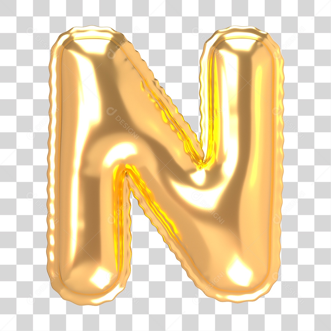 Alfabeto de Folha de Balão em Ouro PNG Transparente