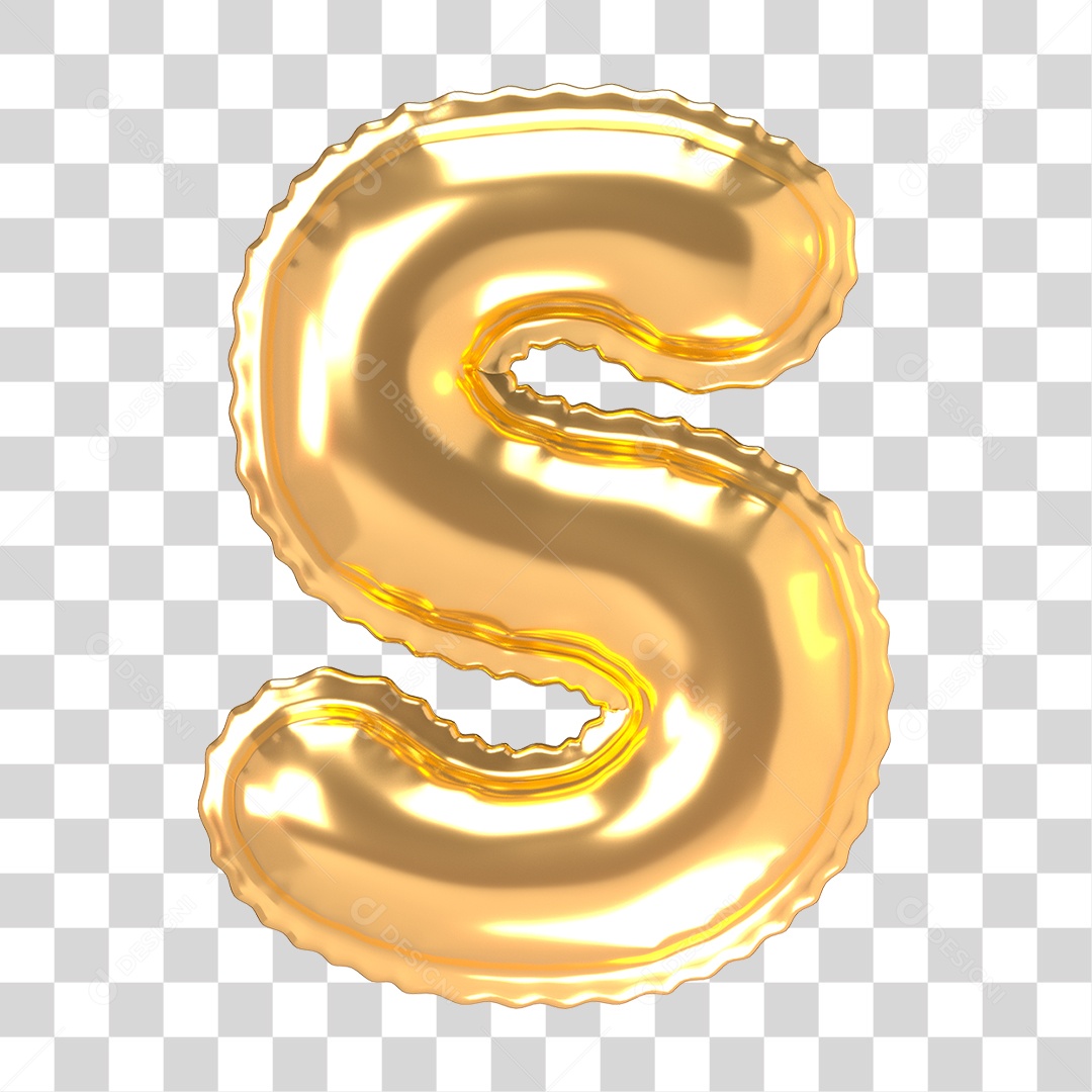 Alfabeto de Folha de Balão em Ouro PNG Transparente