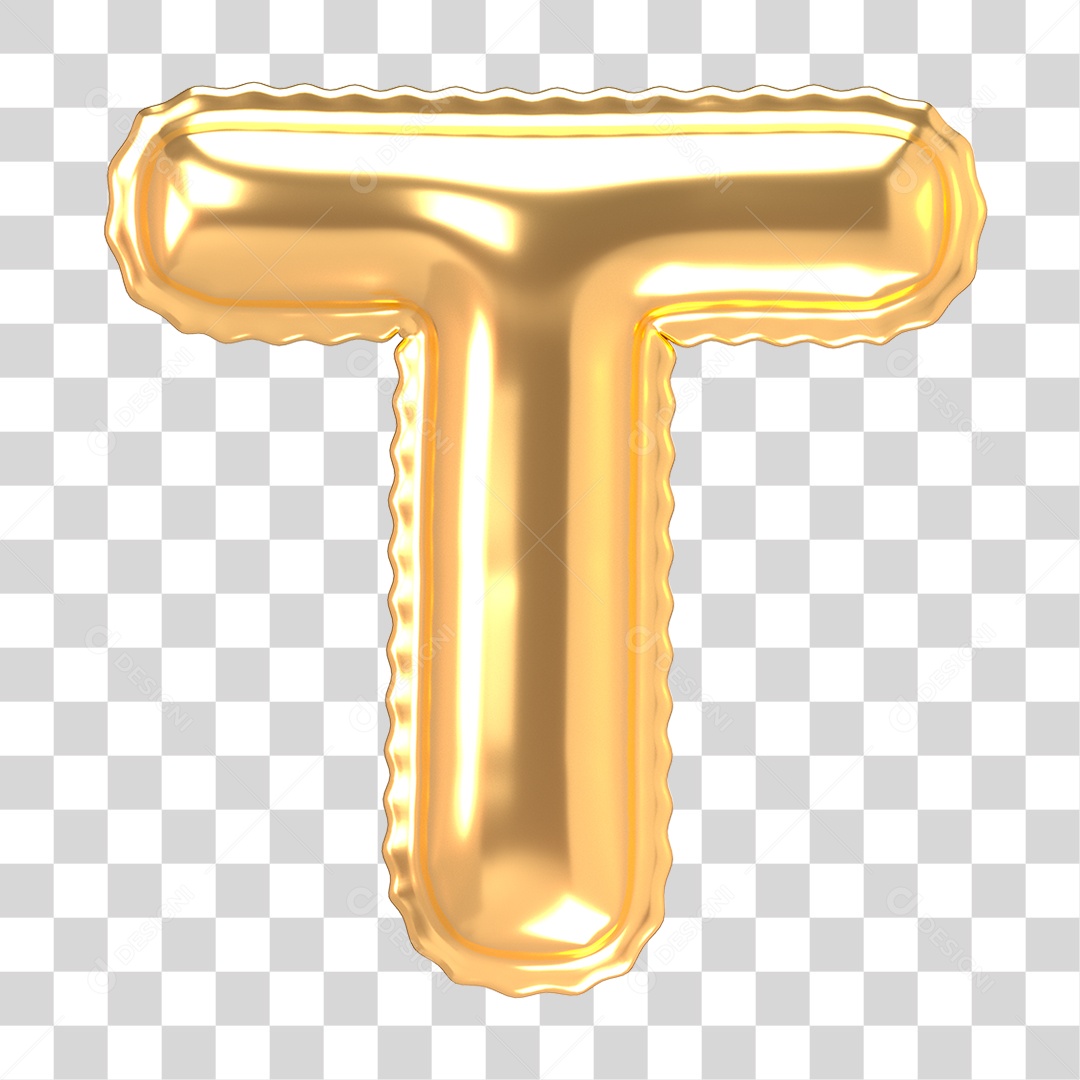 Alfabeto de Folha de Balão em Ouro PNG Transparente