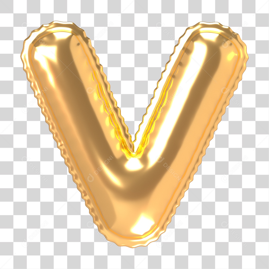 Alfabeto de Folha de Balão em Ouro PNG Transparente