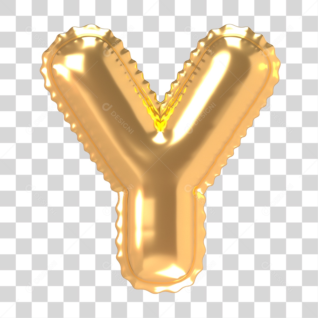 Alfabeto de Folha de Balão em Ouro PNG Transparente