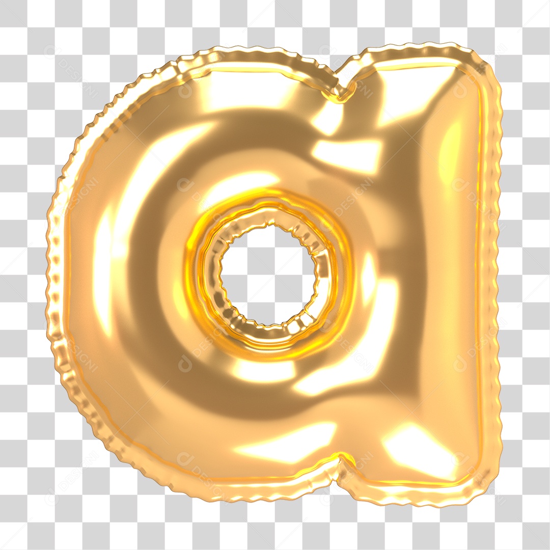 Alfabeto de Folha de Balão em Ouro PNG Transparente