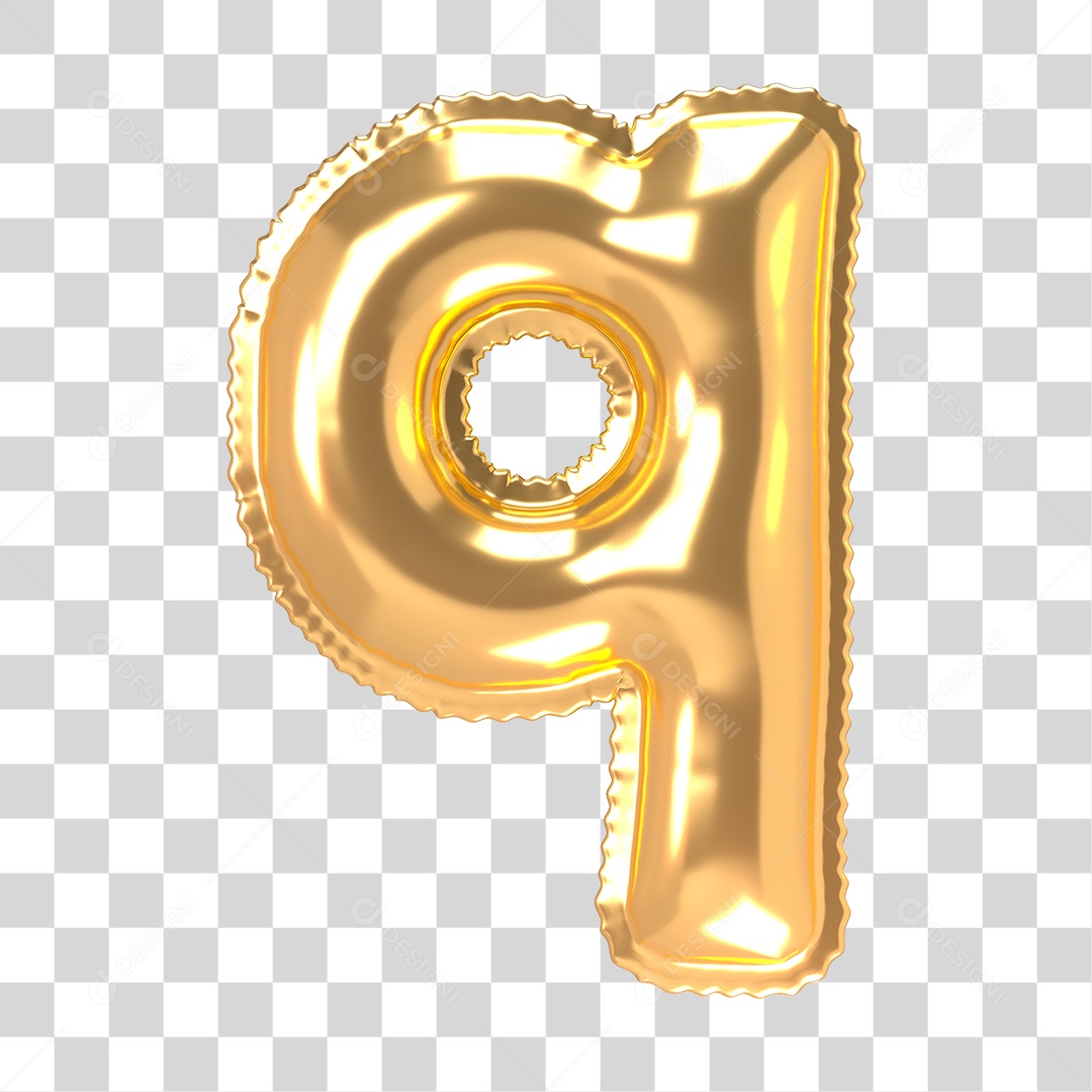 Alfabeto de Folha de Balão em Ouro PNG Transparente