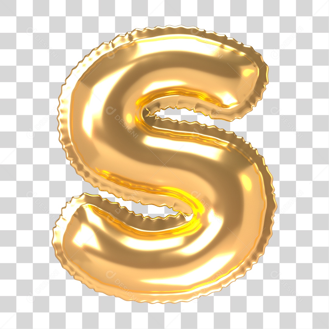 Alfabeto de Folha de Balão em Ouro PNG Transparente